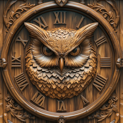 木质雕刻钟表图案