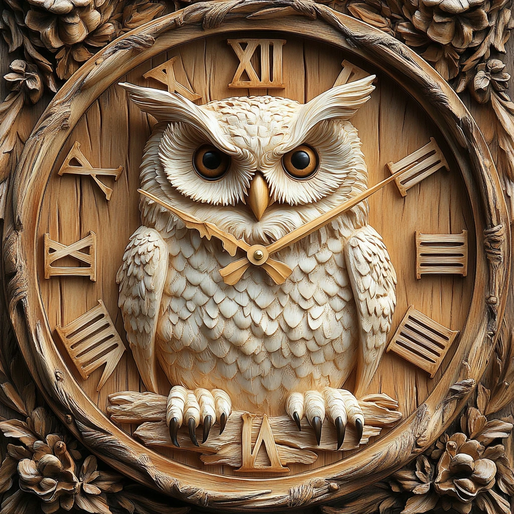 木质雕刻钟表图案