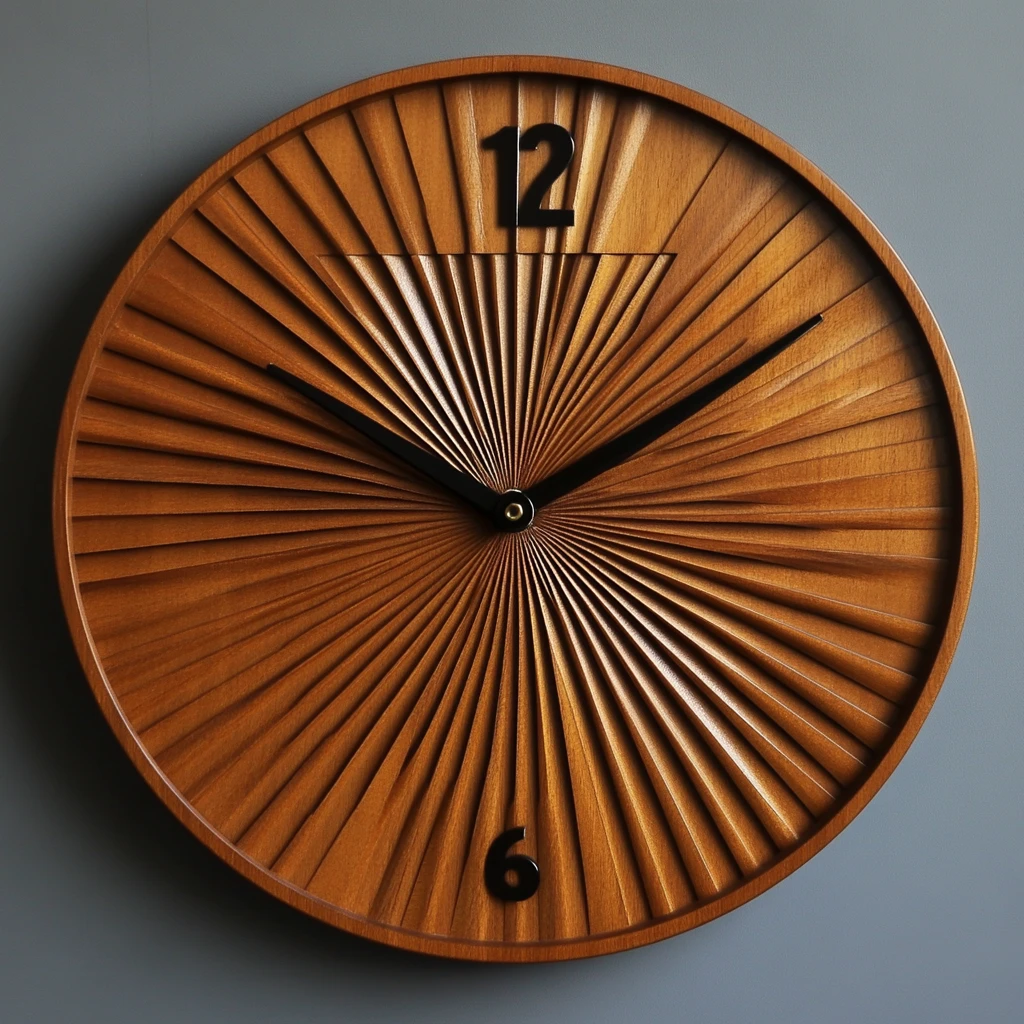 木纹钟面线标时钟