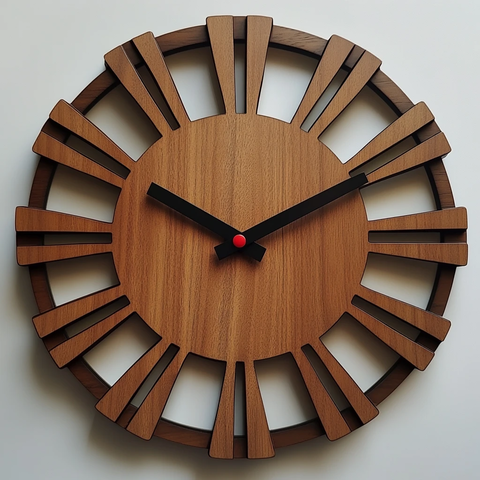 木纹钟面线标时钟