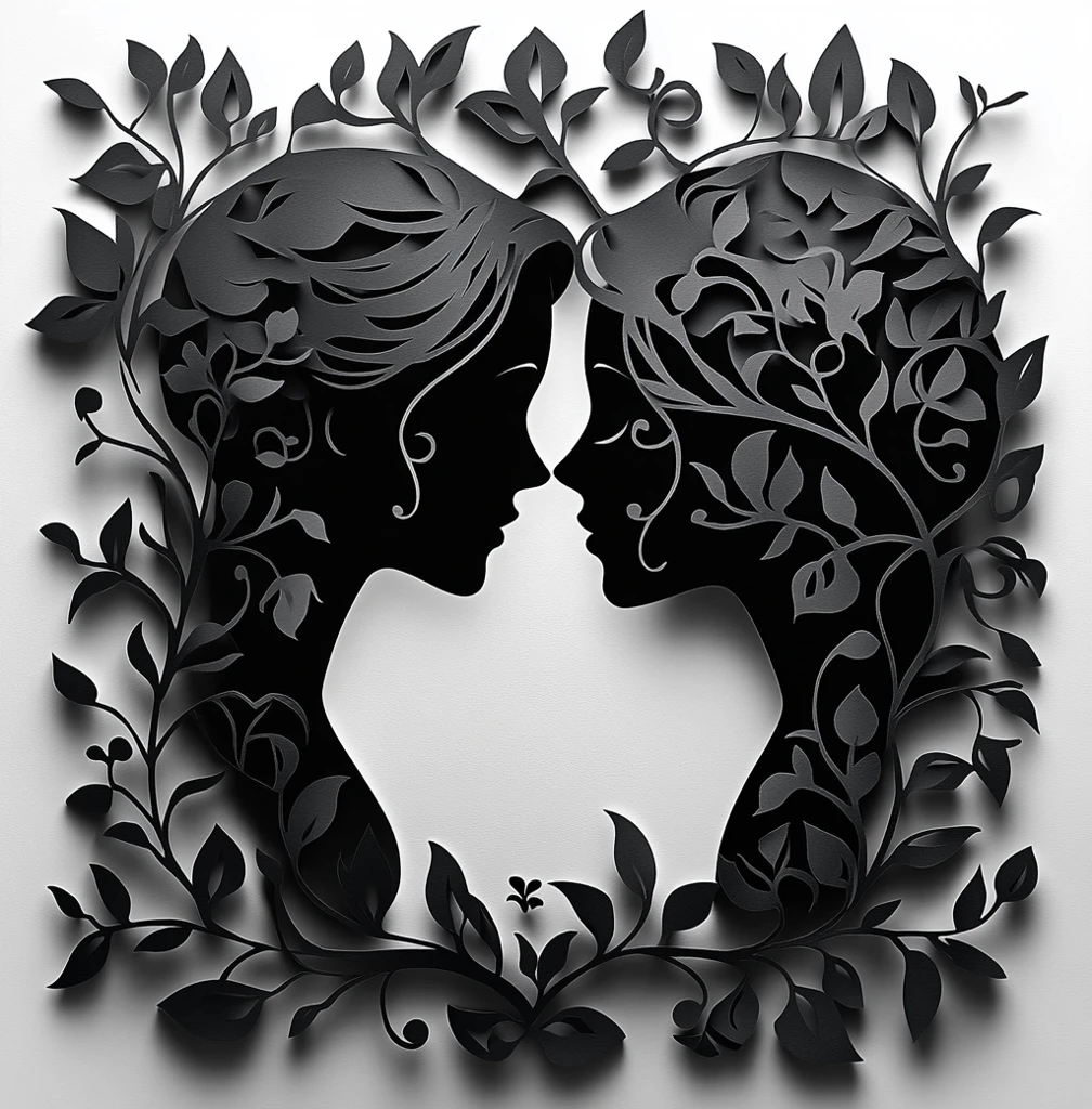 恋人藤蔓剪纸艺术