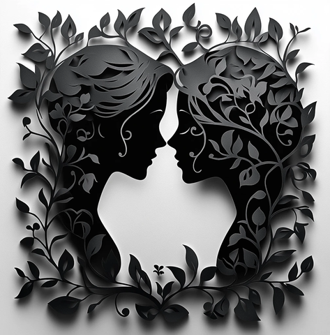 恋人藤蔓剪纸艺术