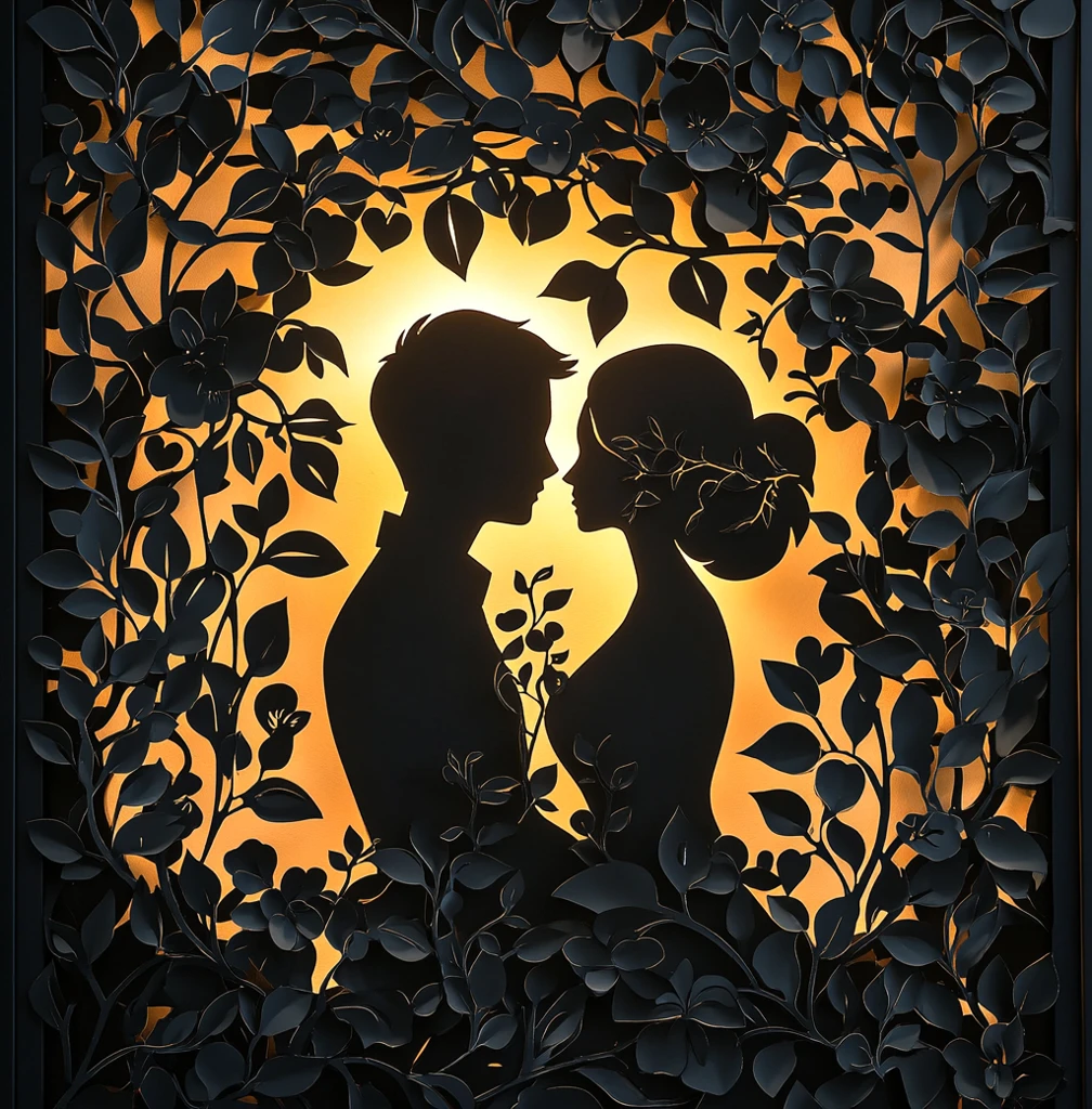 恋人藤蔓剪纸艺术