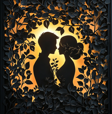 恋人藤蔓剪纸艺术