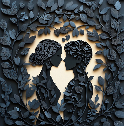 恋人藤蔓剪纸艺术