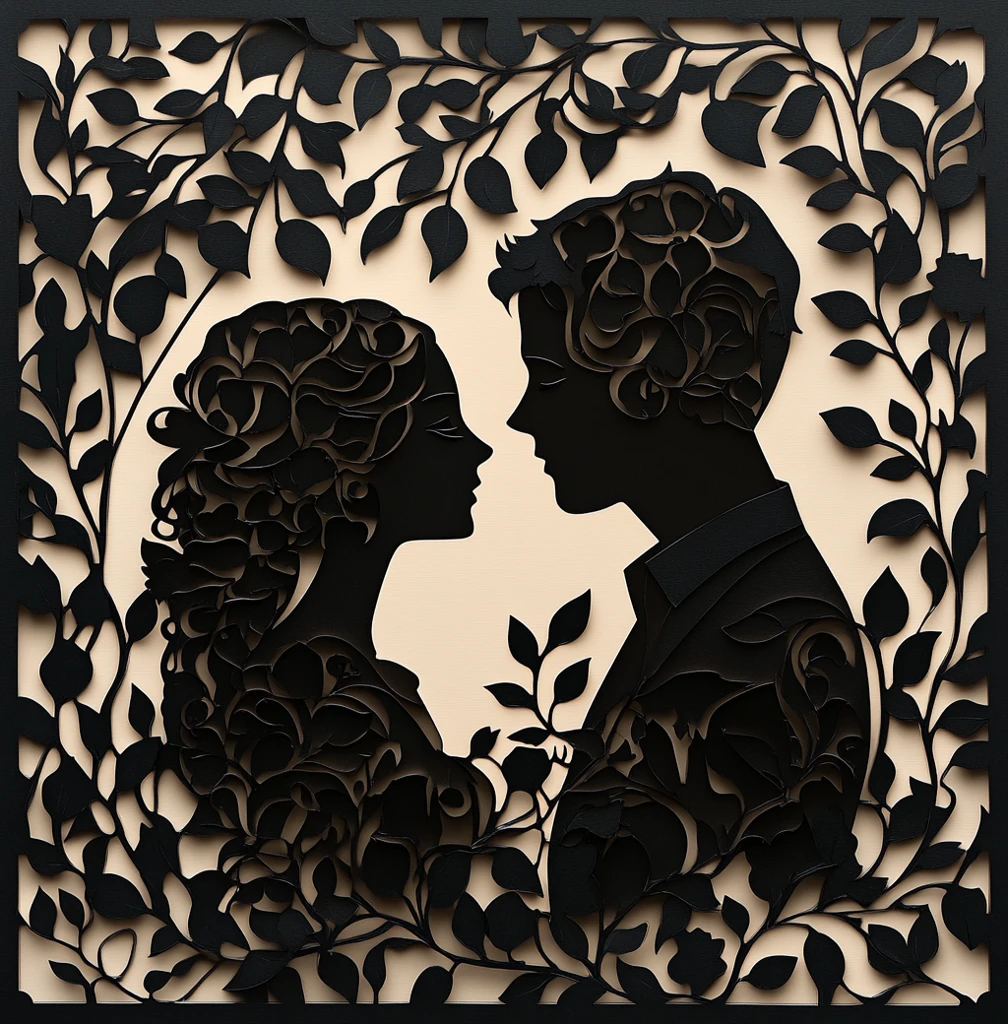 恋人藤蔓剪纸艺术