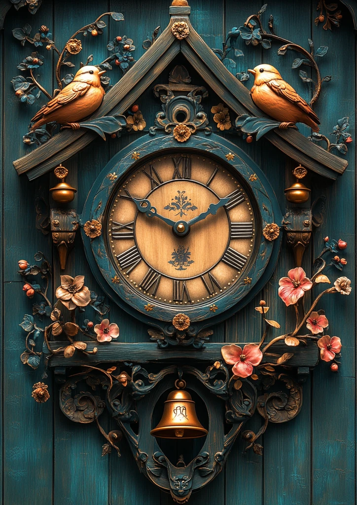 木钟与布谷鸟立体标志