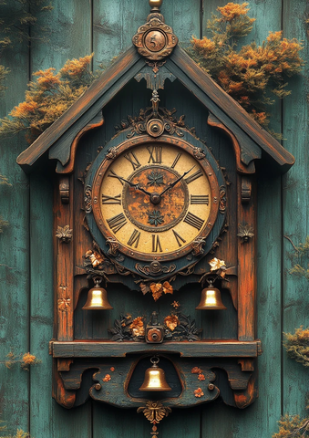 木钟与布谷鸟立体标志