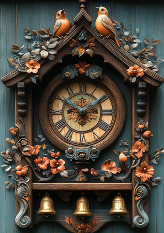 木钟与布谷鸟立体标志