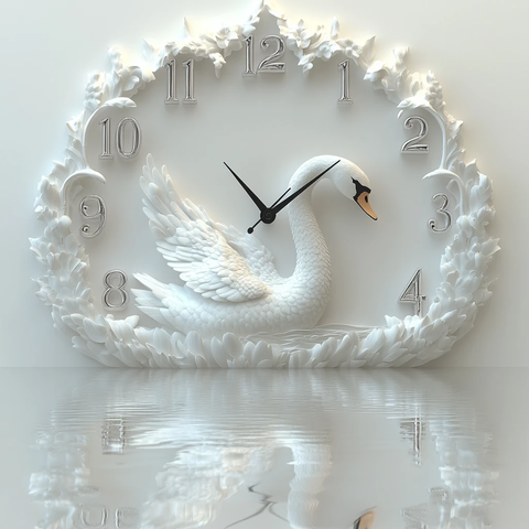 天鹅湖景三维挂钟