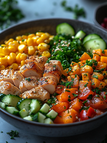 鸡鱼肉蛋沙拉碗