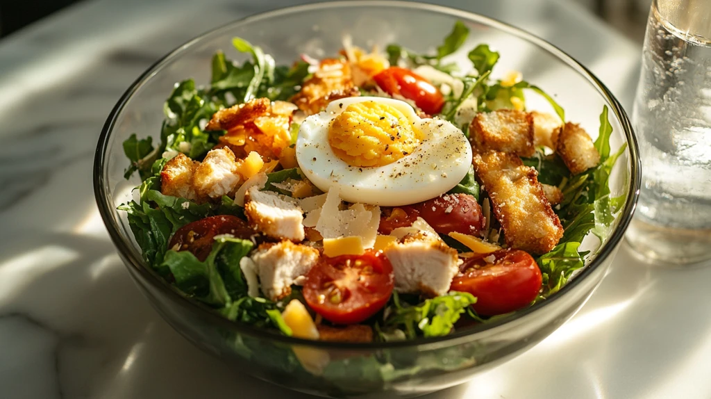 凯撒沙拉与水杯