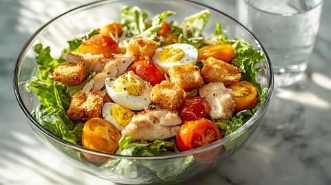 凯撒沙拉与水杯