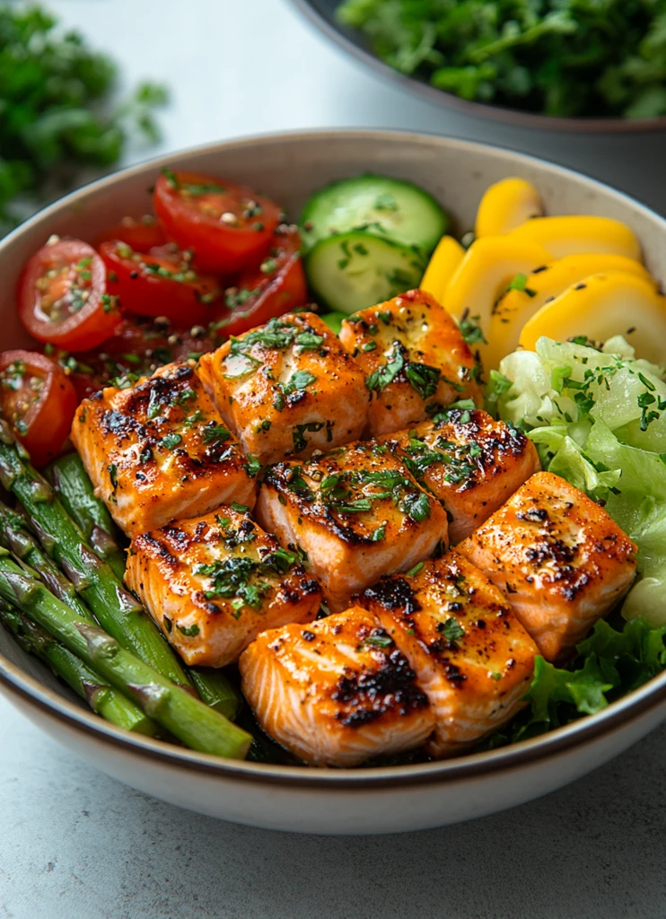 烤三文鱼蔬菜沙拉