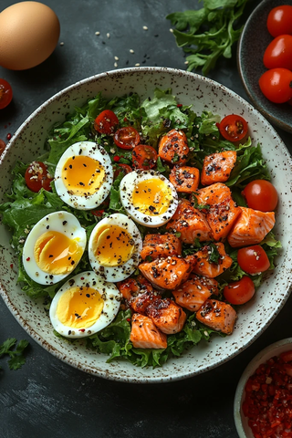 鸡蛋生菜三文鱼沙拉