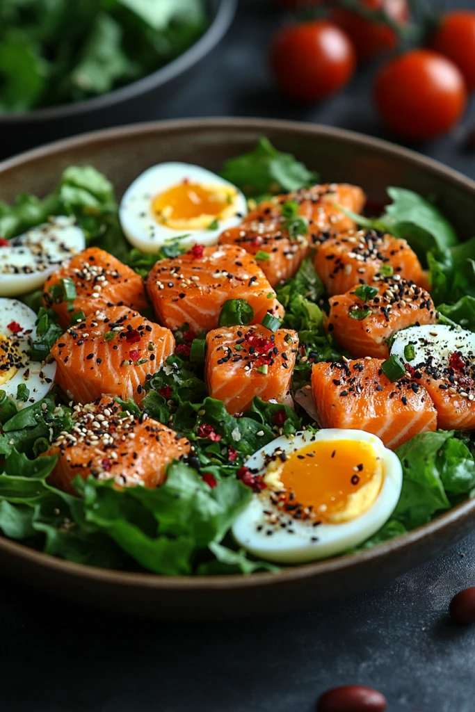 鸡蛋生菜三文鱼沙拉