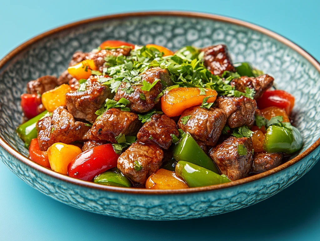 牛肉青椒蔬菜盘