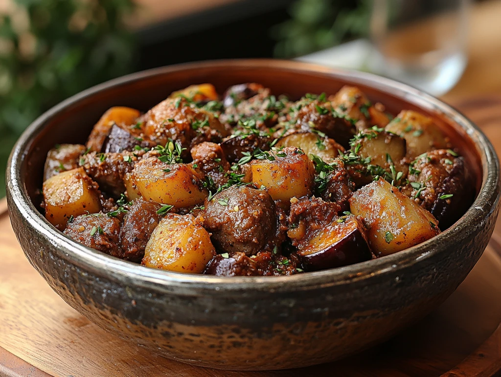 香辣肉末茄子银盘