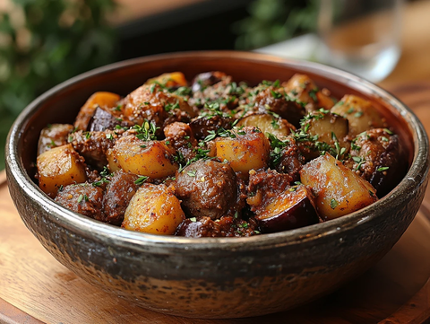 香辣肉末茄子银盘