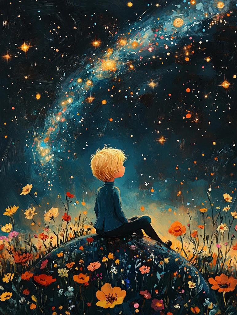 小王子坐星球看星星