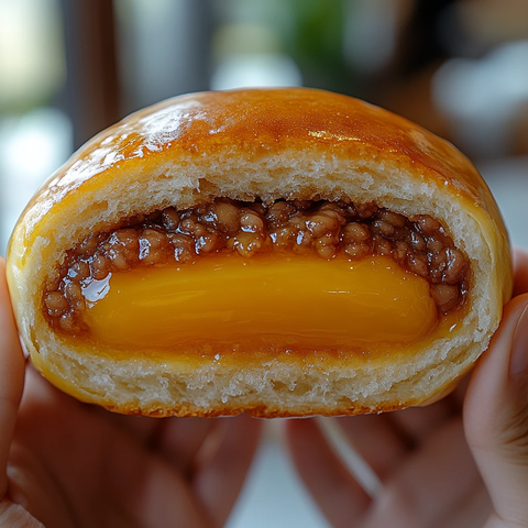 蛋黃紅豆包切面