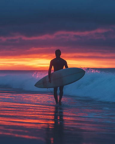 冲浪者与夕阳海景