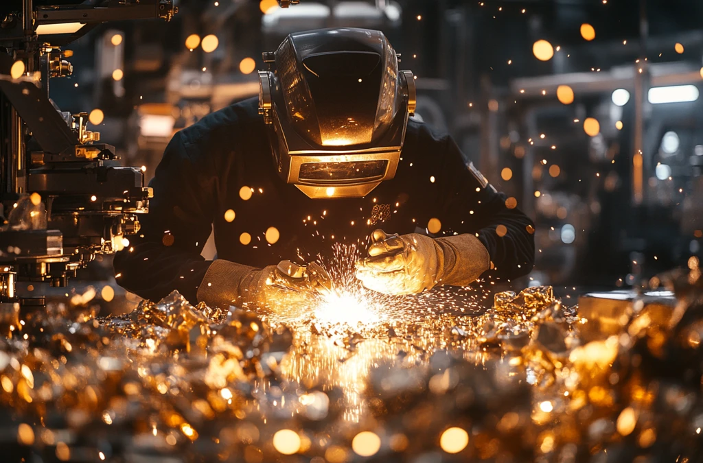 焊接工人与机械