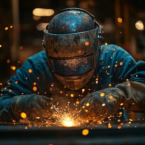 焊工与焊接火花