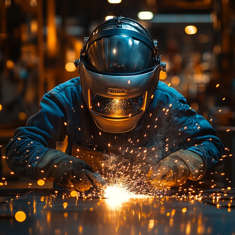 焊工与焊接火花
