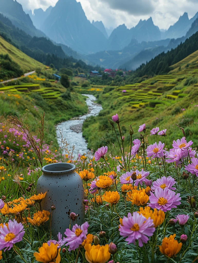 春日河畔稻田花