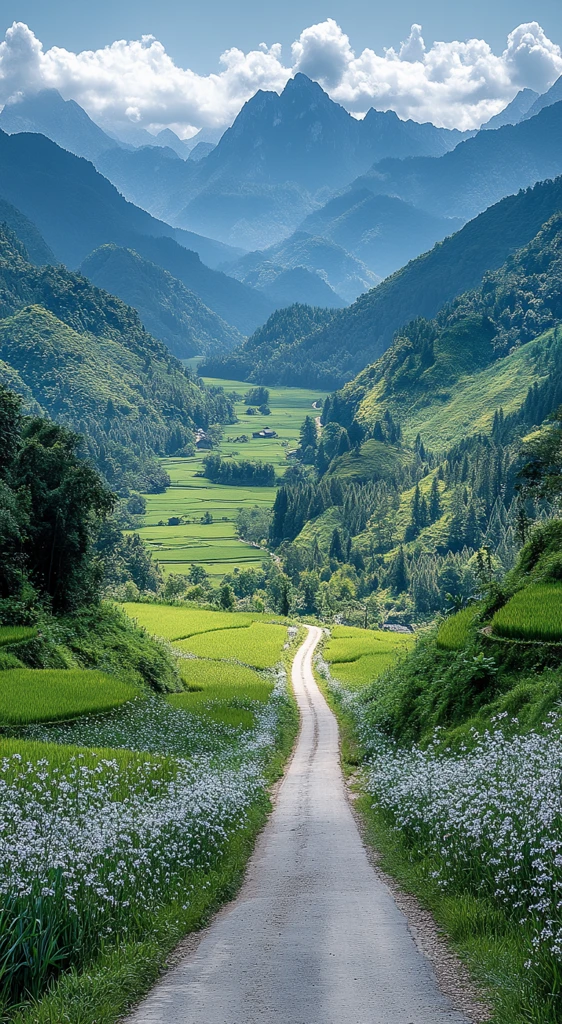 花路草地稻田景