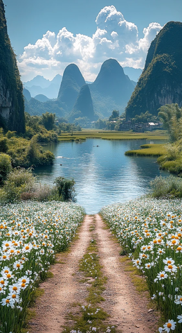 花路草地稻田景