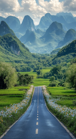 花路草地稻田景
