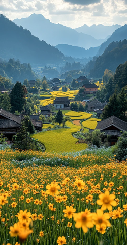 稻田秋色与金色麦田