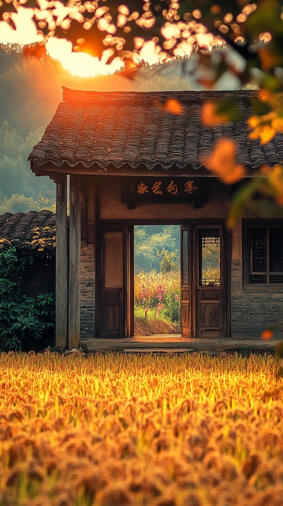 老屋稻田门敞开