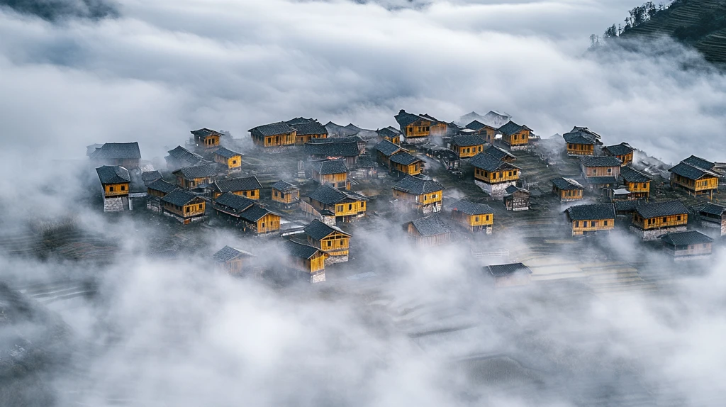 云雾缭绕的苗寨