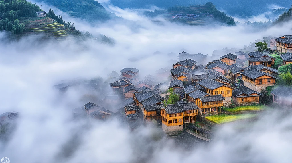 云雾缭绕的苗寨