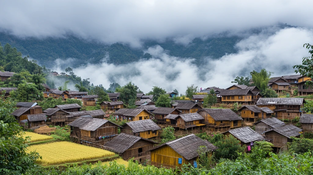 云雾缭绕的苗寨