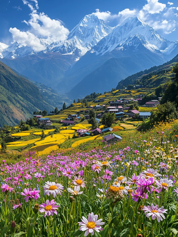 雪山谷地风景照