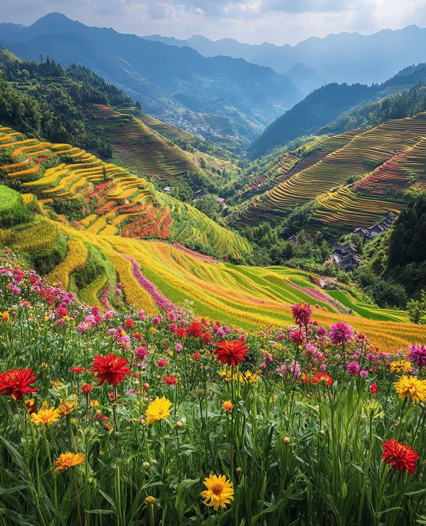多彩梯田盛景