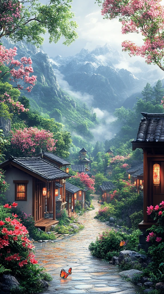 乡间小路蝴蝶飞舞