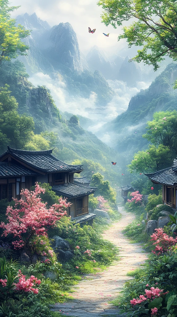 乡间小路蝴蝶飞舞