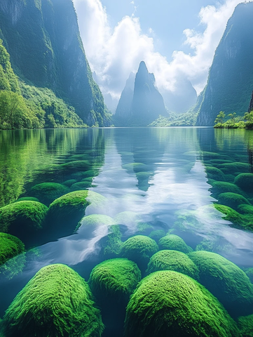 青山绿水映云天