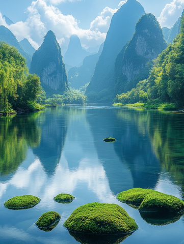 青山绿水映云天