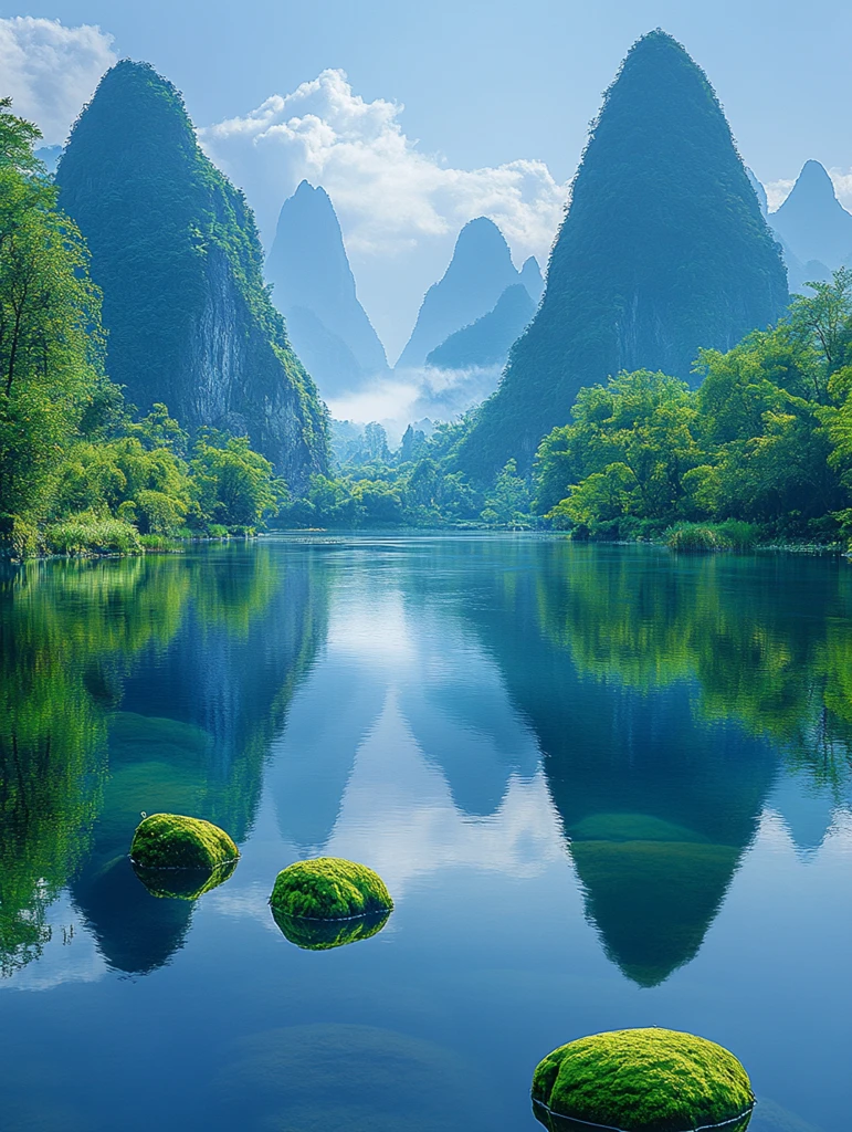 青山绿水映云天