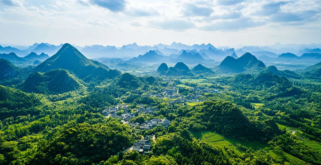 远山绿林古村景