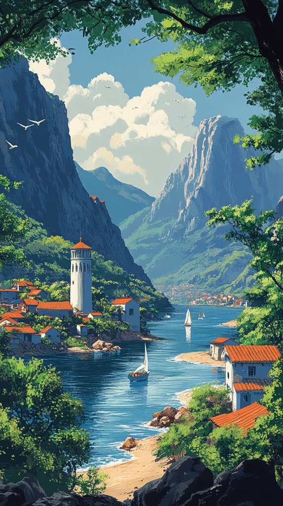 风车山水乡村景