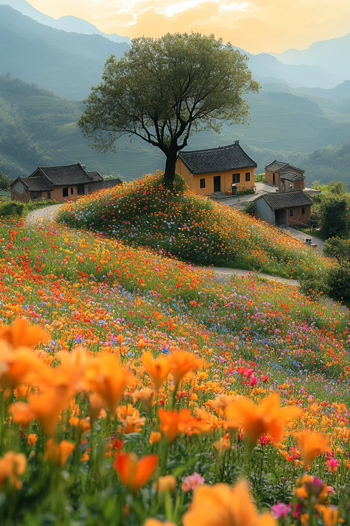 古樟树下小径人家