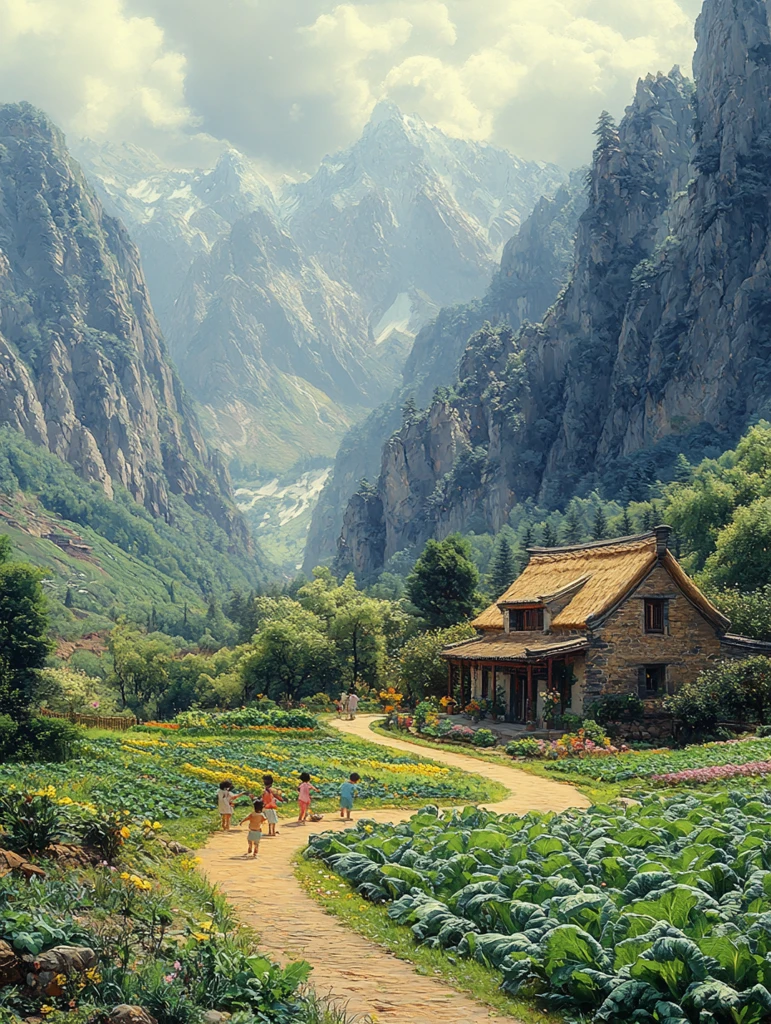 竹林菜园小径嬉戏