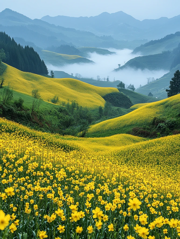 油菜花与玉米地